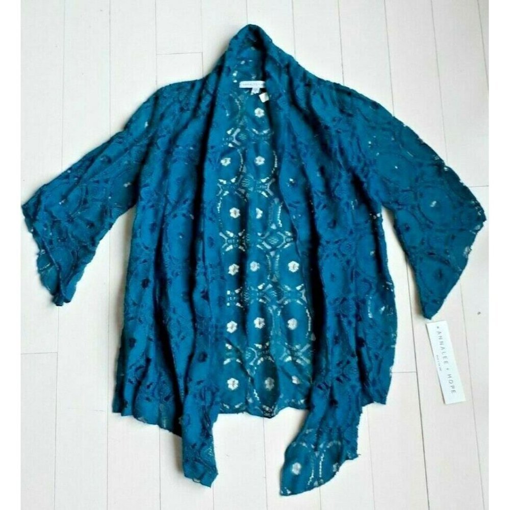 ANNALEE & HOPE  Emerald GREEN Crochet Green Cardigan ( S )